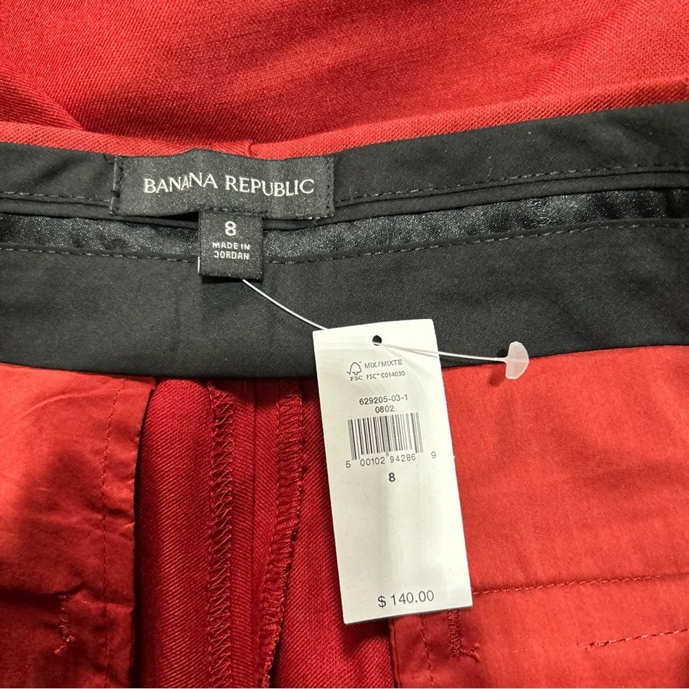 Banana Republic Lena Wide Leg Linen Blend Pants Red Size 8